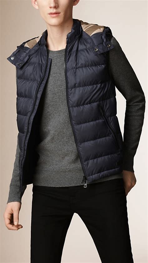 down filled hooded gilet burberry|Nylon Gilet in Olive .